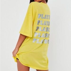 Playboy x Missguided Yellow Reflective Shirt Dress